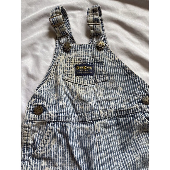 Oshkosh Vintage Train Railroad Overalls Acid Wash Striped Vestbak 24 Mo USA - Picture 5 of 14